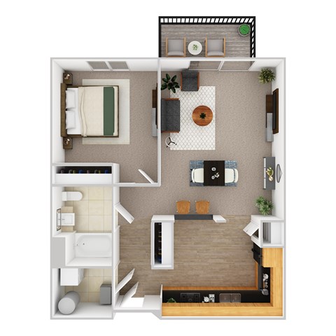 Floor plan for 1 bed, 1 bath, 813 sqft